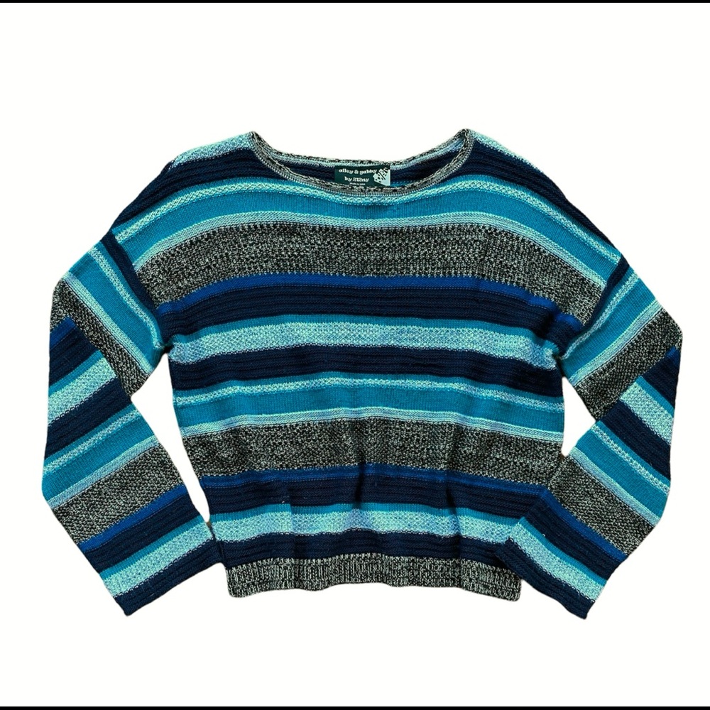 Lightweight Breezy Long Sleeve Striped Sweater by Alley & Gabby 212NY